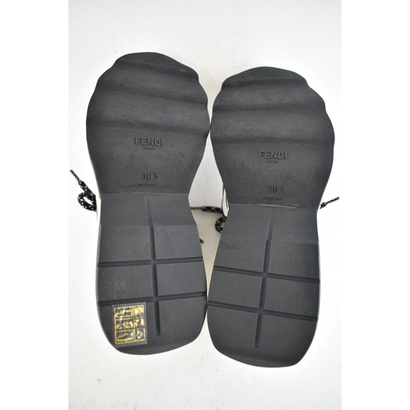 Fendi Freedom Logo Black Brown White FF Zucca Low Top Tie Trainer Sneaker 36.5 - Picture 11 of 11